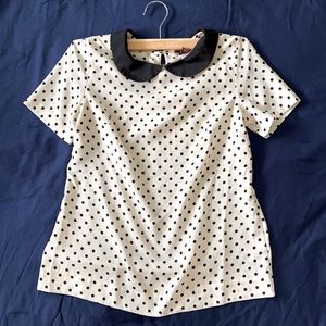 MERONA Polka-Dot Blouse with Collar SZ XS